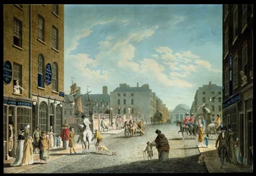 Capel Street a Royal Exchange-dzsel, Dublin, 1800